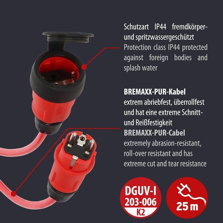 Produktbild Brennenstuhl Professional Outdoor-Verlängerungskabel 25m IP44 rot H07BQ-F 3G2,5 (25 m)