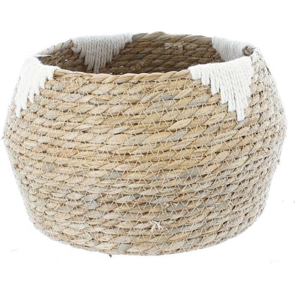 MICA Living, Aufbewahrungskorb, Korb mit Dreieckmuster - aus Naturgras - ca. 25 x 18 cm (1 x, 25 x 18 cm)