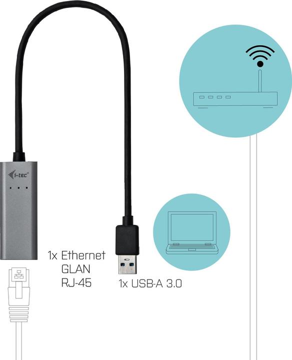 Produktbild i-tec USB 3.0 Metal GLAN Adapter (USB 3.0, RJ45 (1x))