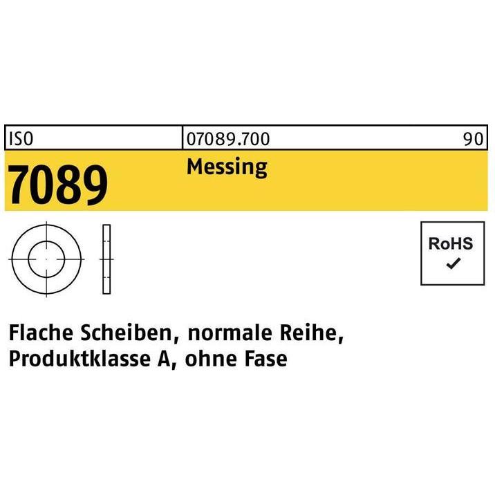 Zubehör Befestigungstechnik, Unterlegscheibe DIN 125-1 Form A 4,3 x 9 x0,8 Messing