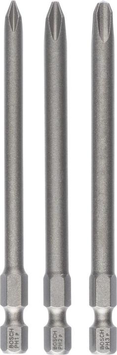Produktbild Bosch Professional Zubehör Schrauberbit-Set Extra-Hart, 3-teilig, PH1, PH2, PH3, 89 mm (Kreuz Phillips PH)