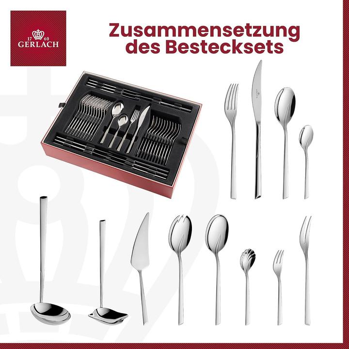Actual product image Gerlach Flames 68-Piece Cutlery Set for 12, Dishwasher Safe, Elegant Tableware (68 pcs., Cutlery set)