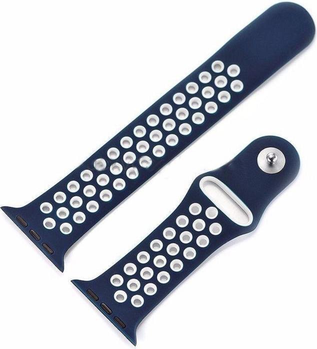 Immagine prodotto Hermex Apple Watch 44mm / 42mm S / M Silicone Sport Strap Cinturino Morbido BLU BIANCO (44 mm, 42 mm, Silicone)