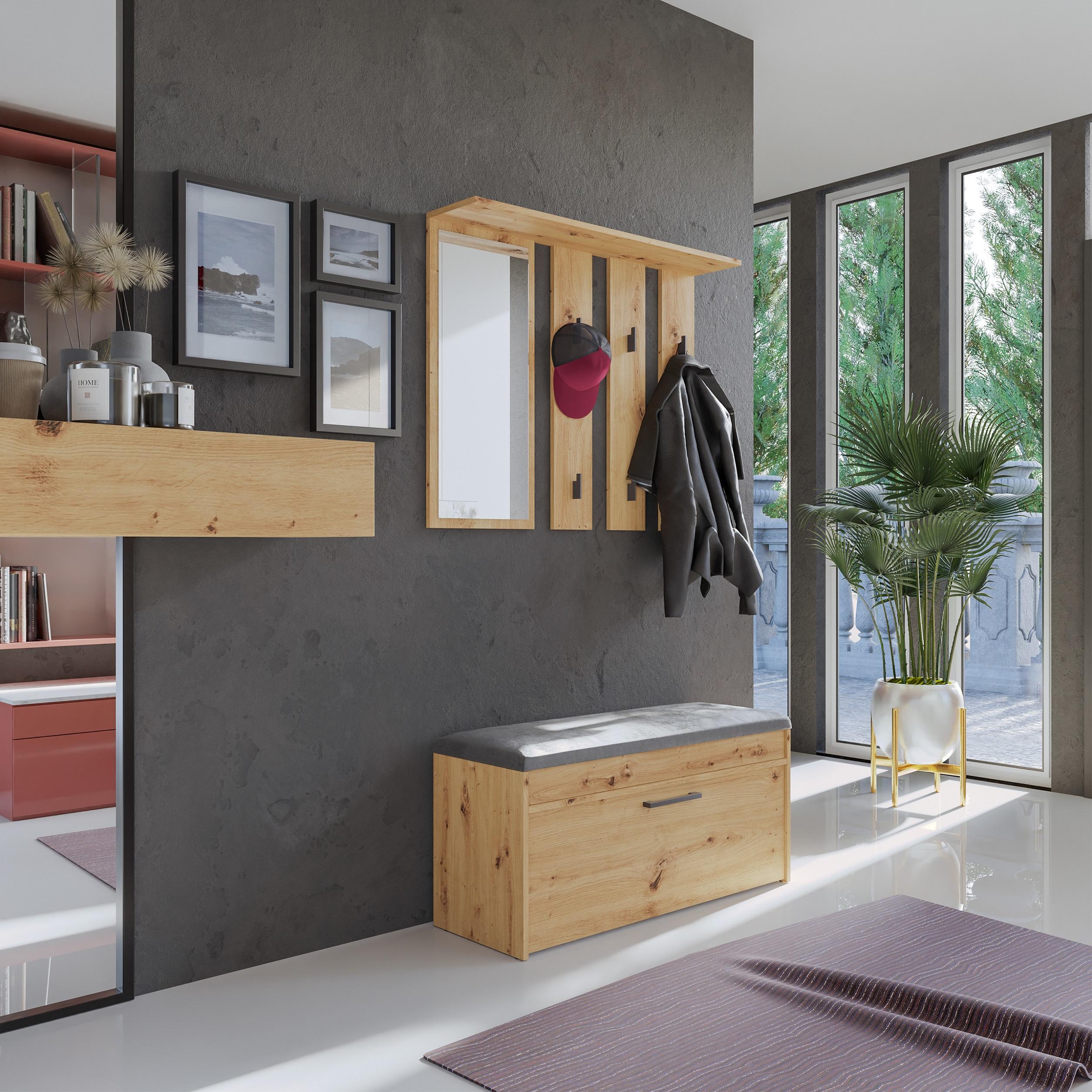 Thumbnail - Topeshop, Vitrine + Buffetschrank, Kleiderschrank PARMA 100x35x180 cm handwerkliche Eiche (100 x 35 x 180 cm)