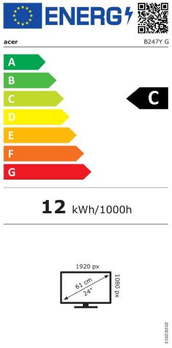 Energie-Label Acer Dis 24 Vero B247YGbmiqpruzx IPS 120Hz (1920 x 1080 Pixel, 23.80")