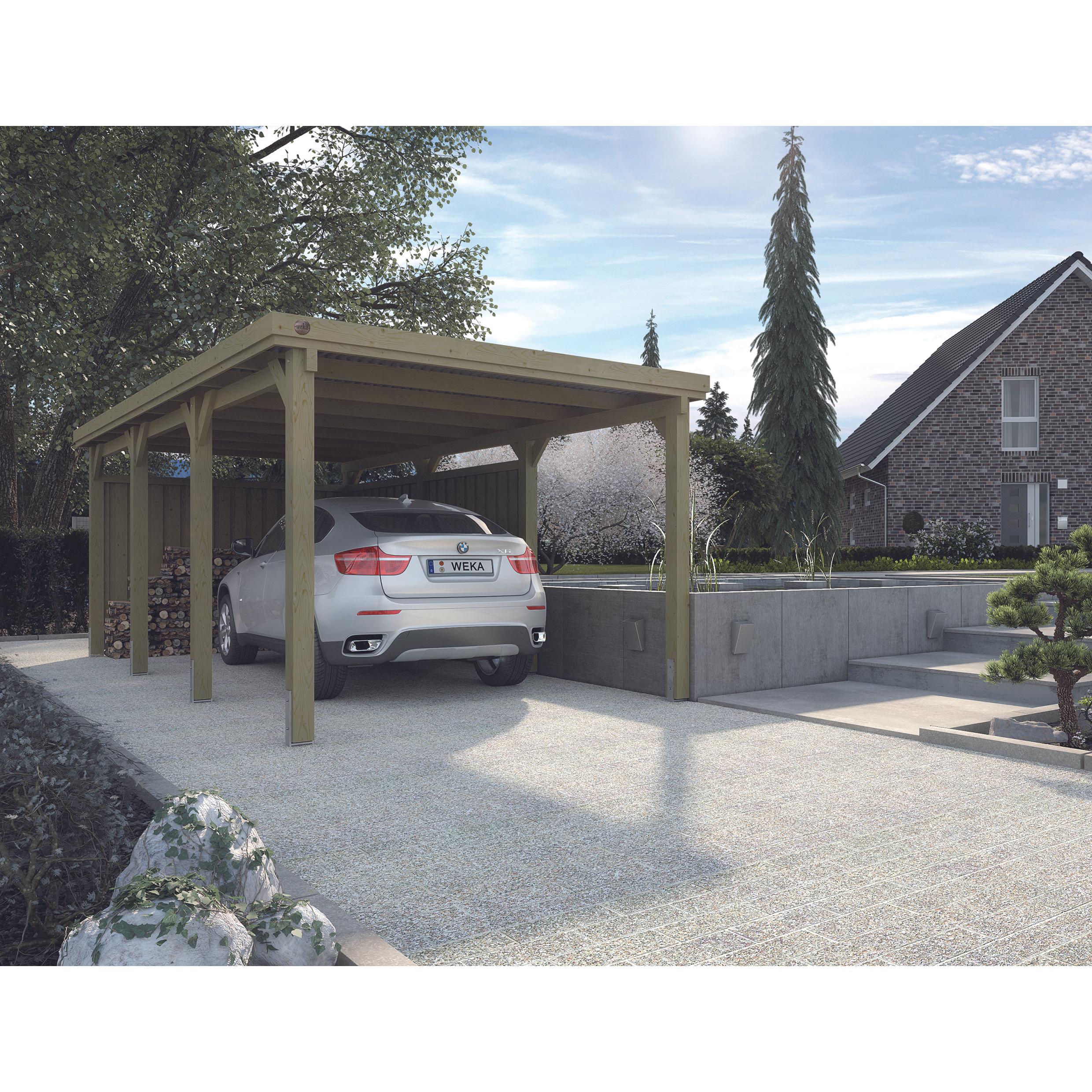 Weka Holzbau, Carport + Garage, Flachdach Einzelcarport 617 Gr.2 mit Trapezblech-Dach