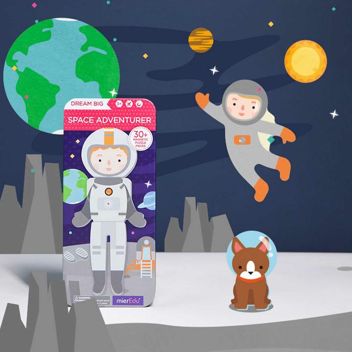 Actual product image mierEdu Magnetic game Box Dress Up - Astronaut to dress up I Promotes motor skills and imagination I Ideal (31 pieces)
