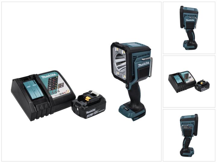 1x Makita DML 812 Akku LED Handstrahler, 1x Makita BL1840B 4,0 Ah Akku, 1x Makita DC 18 RC 9,6 V - 18 V Akku Schnell Ladegerät