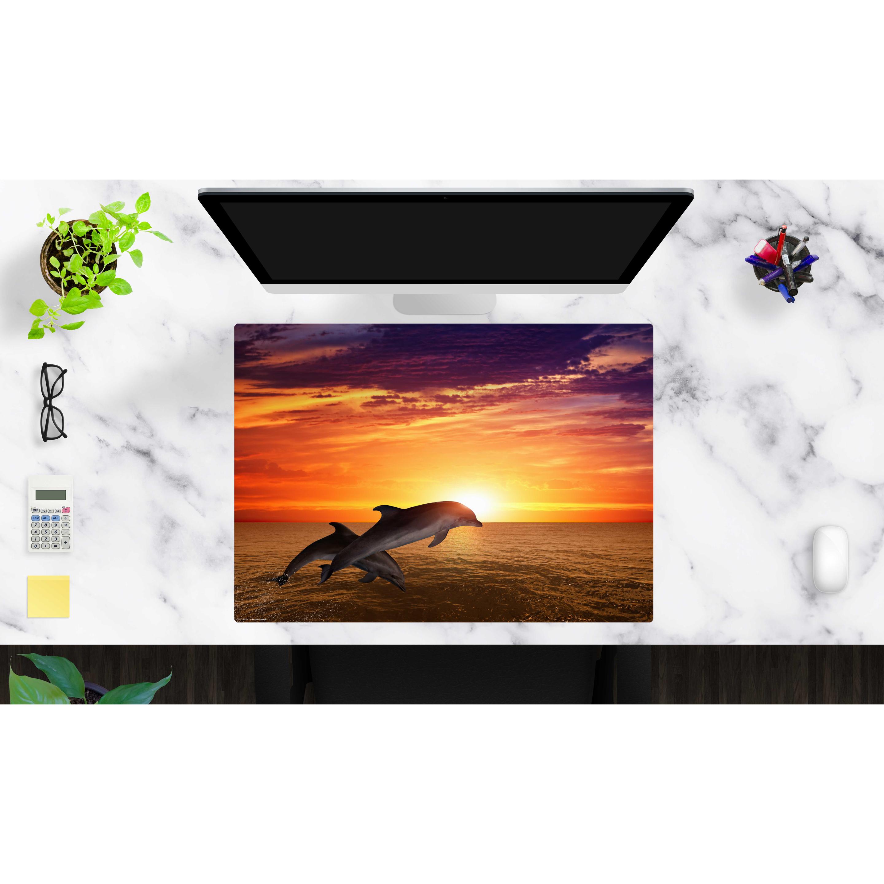 Thumbnail - CoverYourDesk, Unterlage, Schreibtischunterlage Delfine im Sonnenuntergang