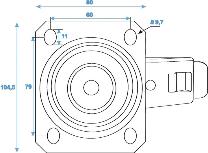 Actual product image Roadinger Swivel castor 100mm blue with brake (Accessories)