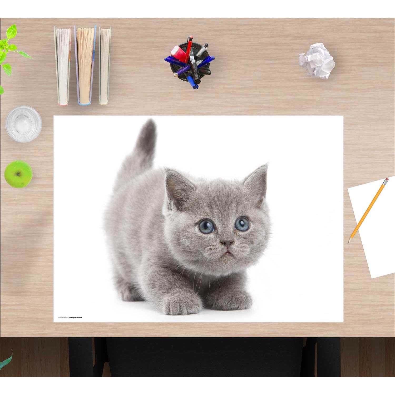 Thumbnail - CoverYourDesk, Unterlage, Schreibtischunterlage Süsse graue Katze