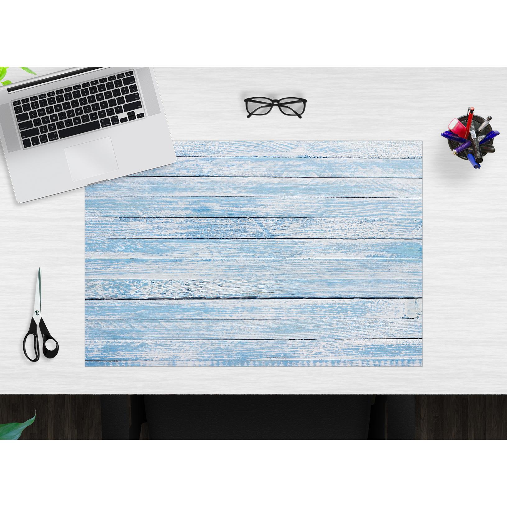 Thumbnail - CoverYourDesk, Unterlage, Schreibtischunterlage Blaue Holzbretter im Vintage-Look