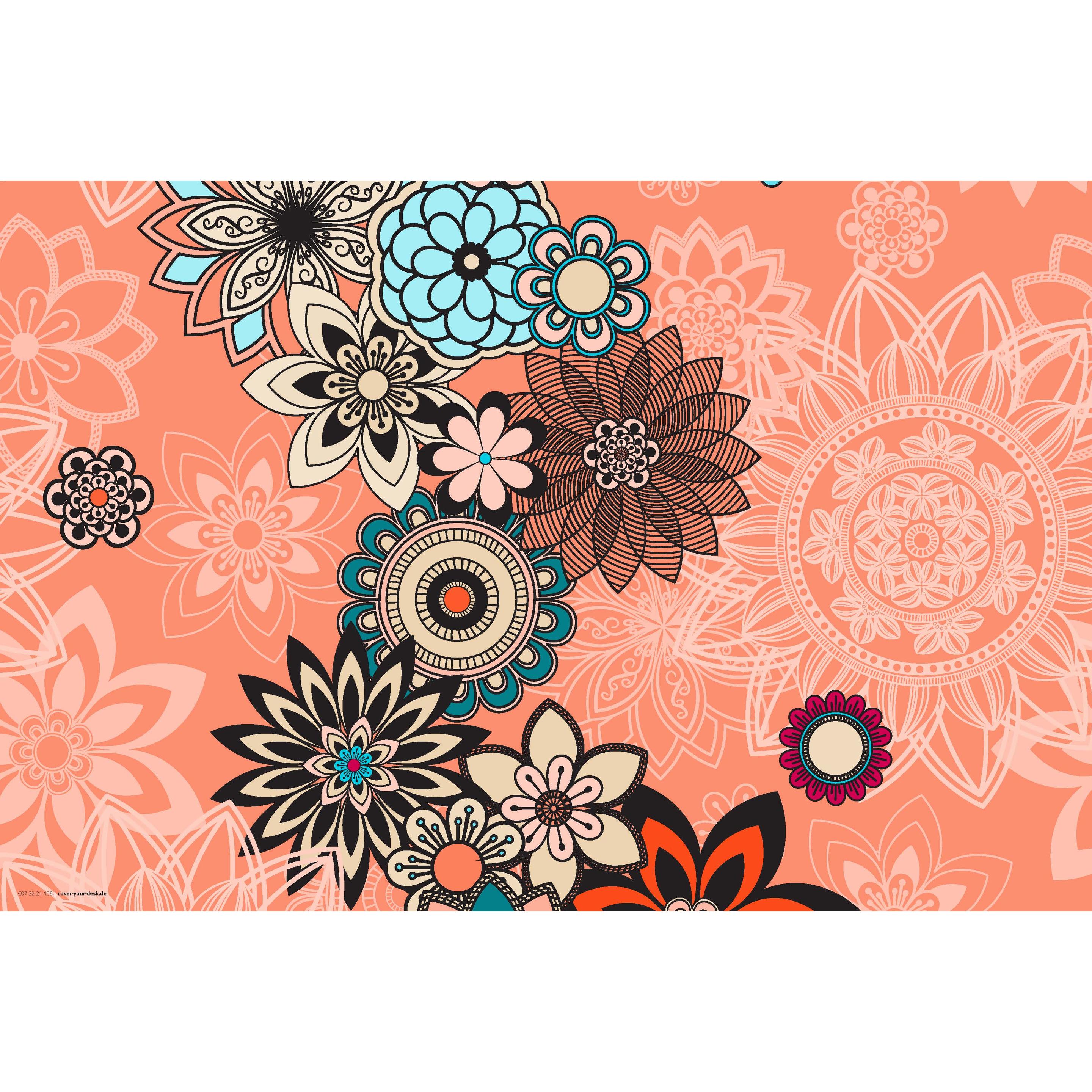 CoverYourDesk, Unterlage, Schreibtischunterlage Mandala mit Blüten