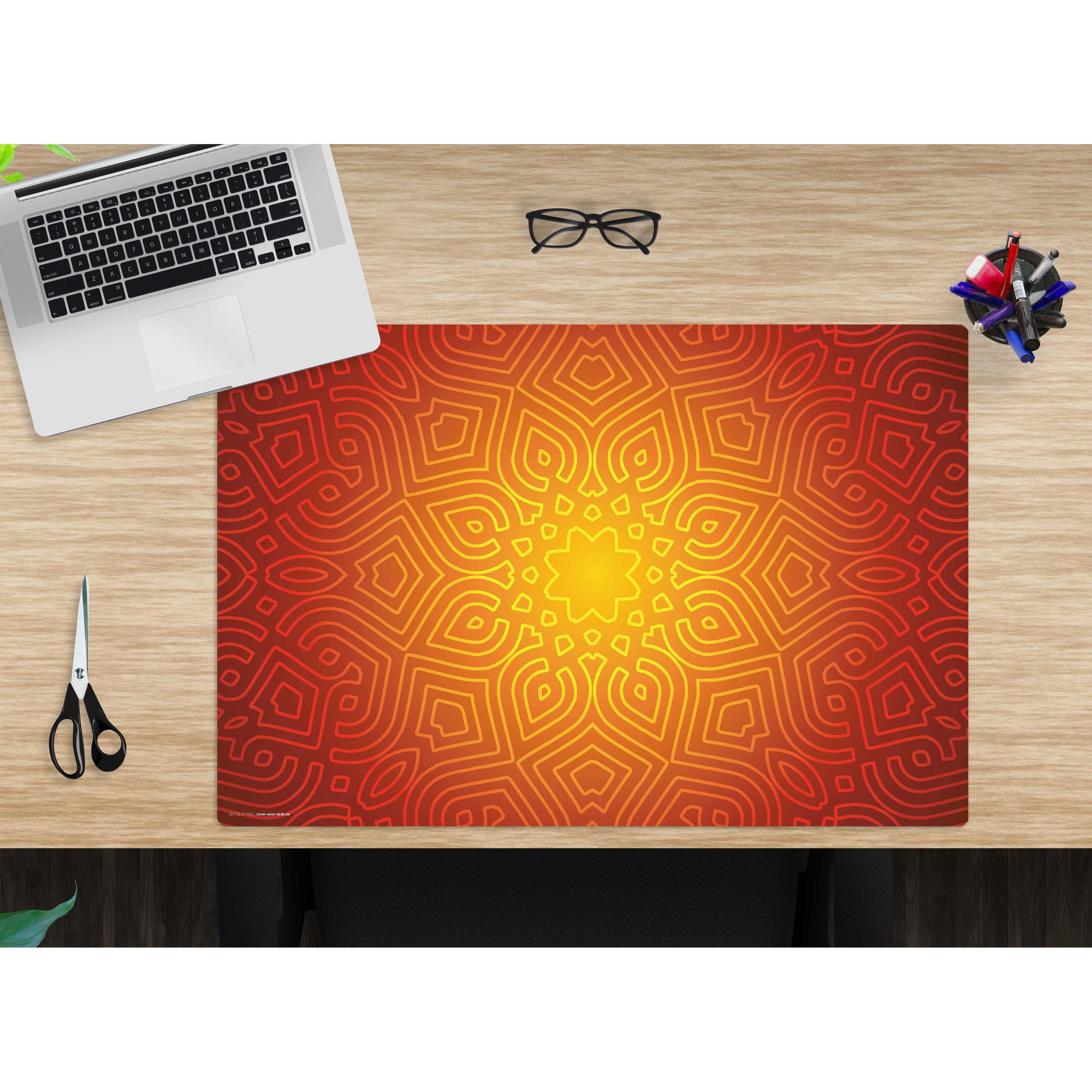 Thumbnail - CoverYourDesk, Unterlage, Schreibtischunterlage Mandala rot-gelb