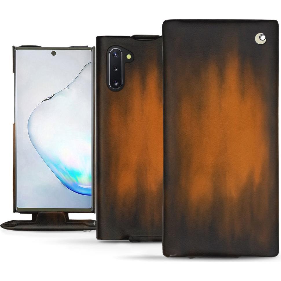 Noreve Lederschutzhülle vertikal (Samsung Galaxy Note 10), Smartphone Hülle, Braun