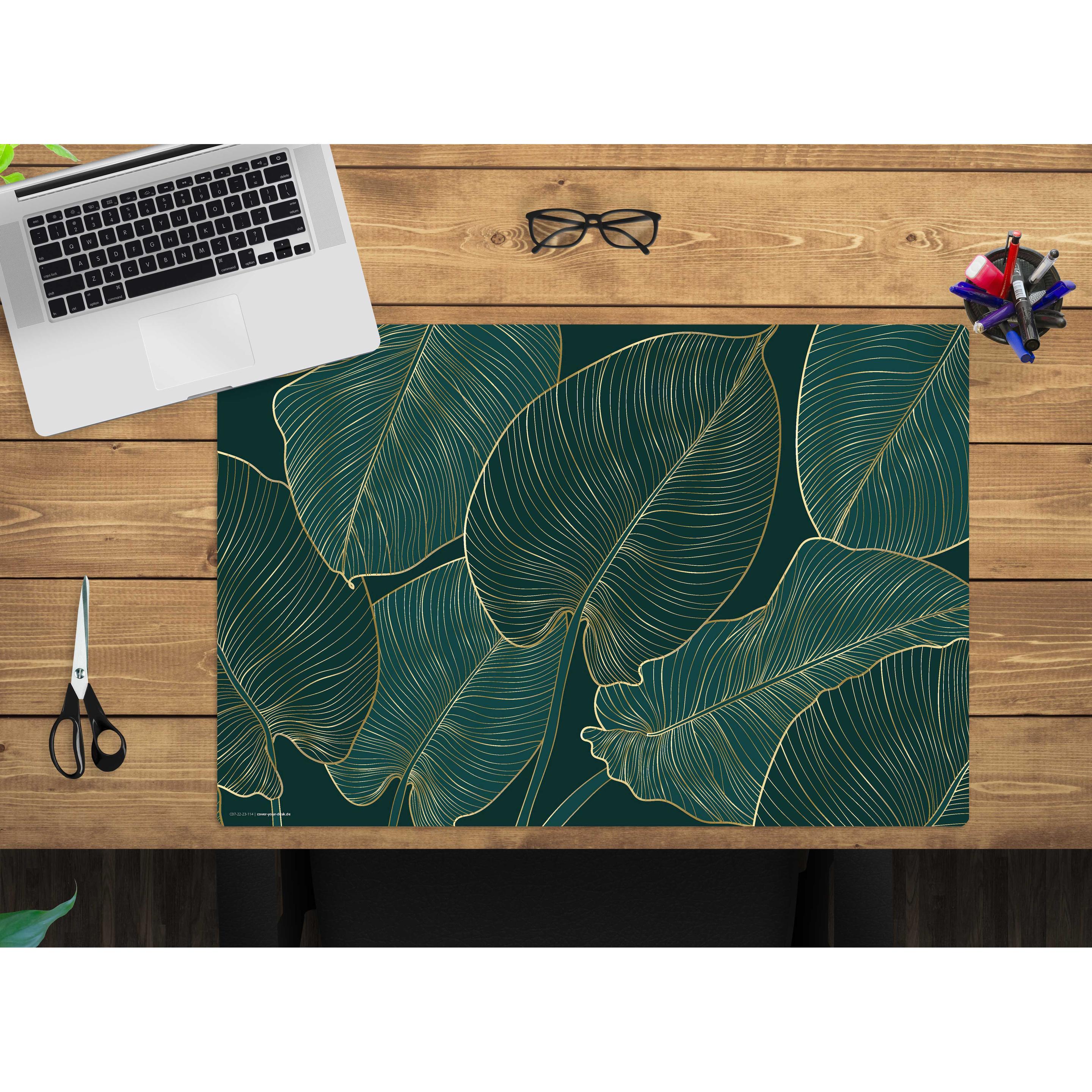 Thumbnail - CoverYourDesk, Unterlage, Schreibtischunterlage Tropische Blätter mit Goldadern