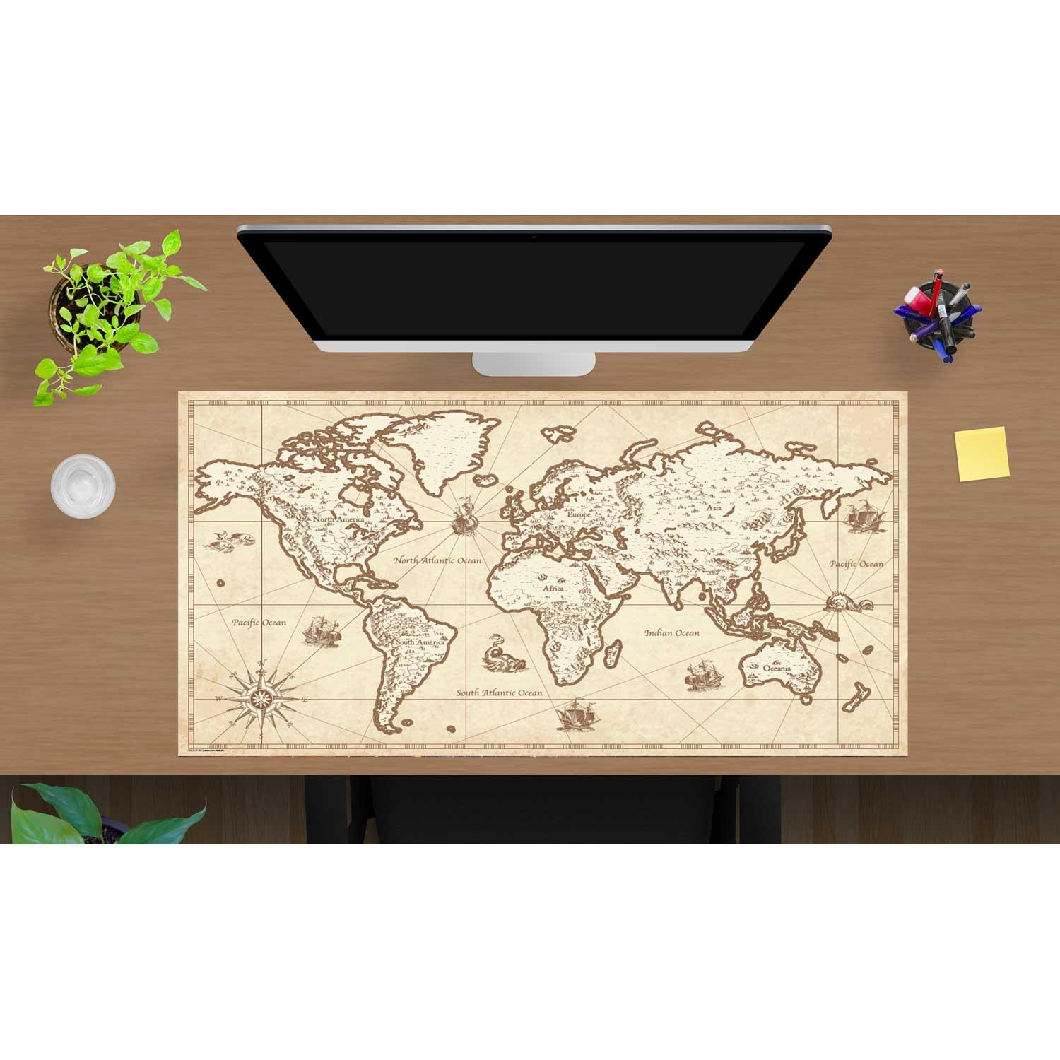 Thumbnail - CoverYourDesk, Unterlage, Schreibtischunterlage Weltkarte retro