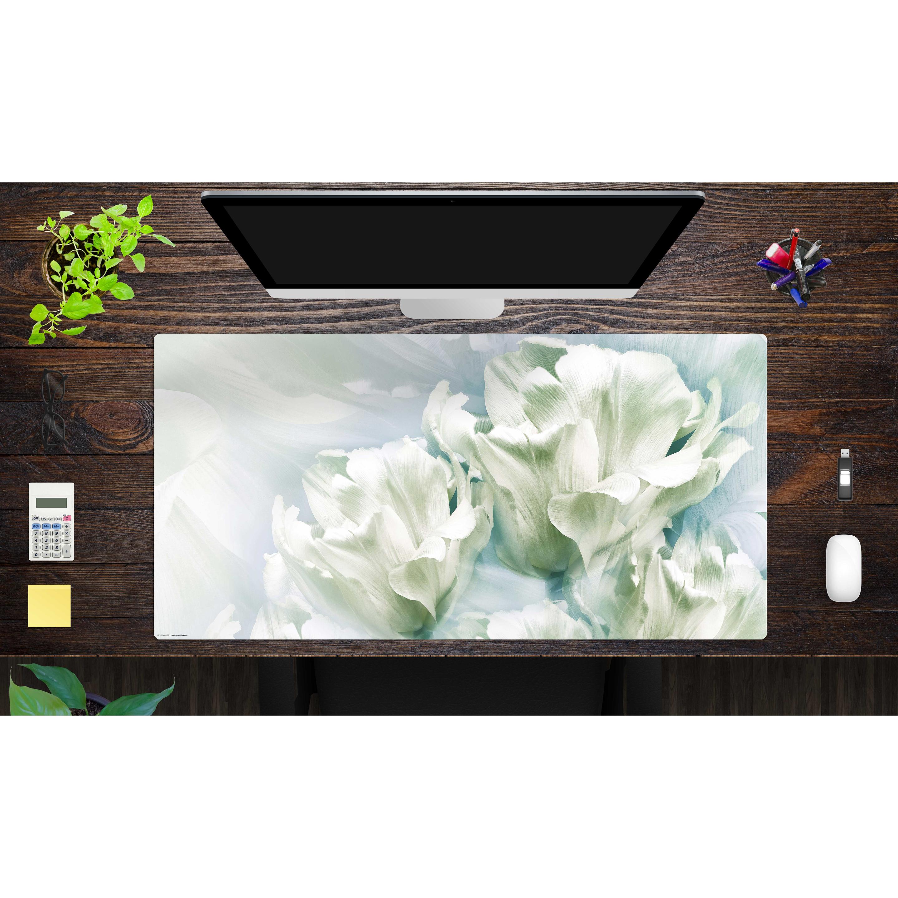 Thumbnail - CoverYourDesk, Unterlage, Schreibtischunterlage Romantische weisse Tulpen