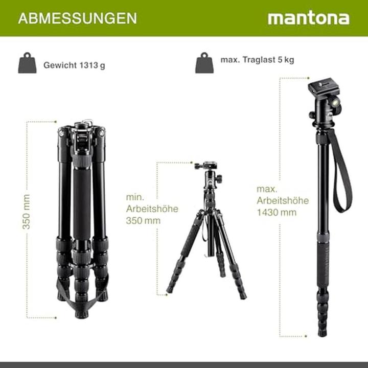 Actual product image mantona DSLM Travel black travel tripod (Metal)