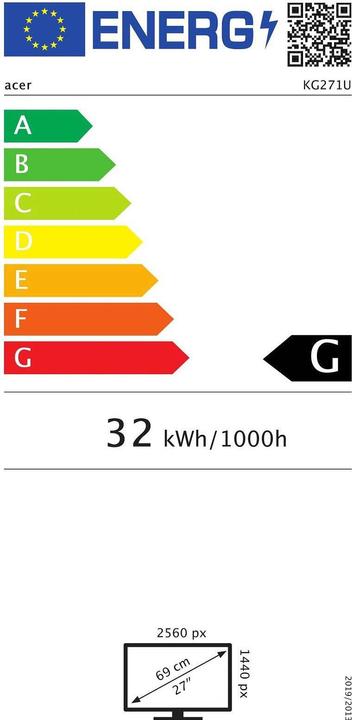 Energie-Label Acer KG271UA (2560 x 1440 Pixel, 27")