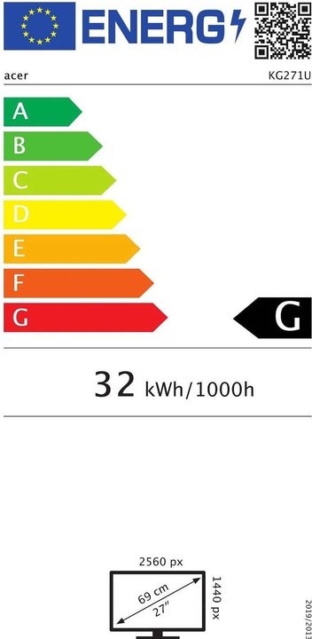 Label énergétique Acer KG271UA (2560 x 1440 pixels, 27")