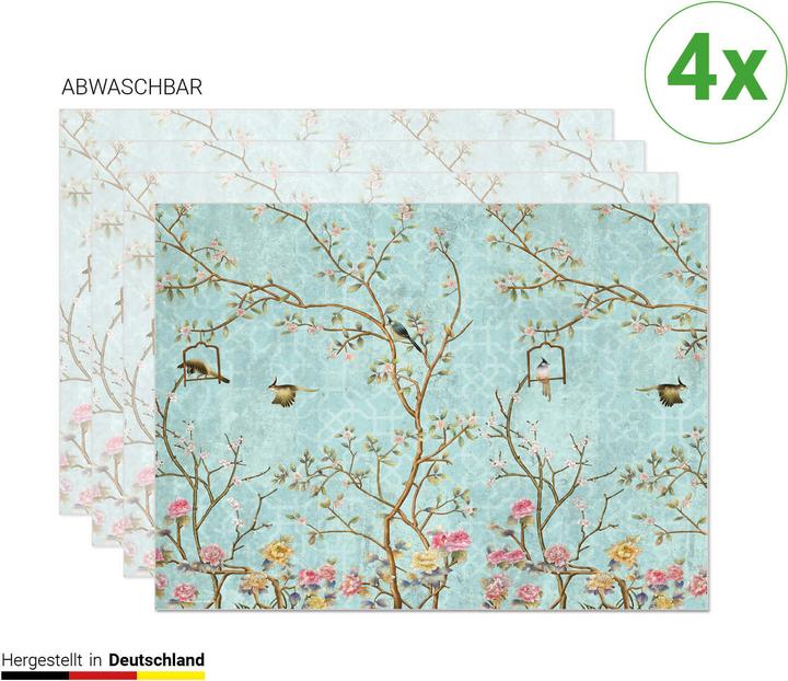 Produktbild CoverYourDesk Tischset Florales Vintage Motiv mit Vögeln
