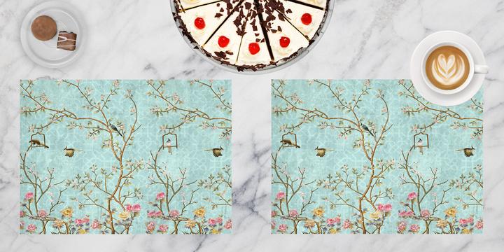 Produktbild CoverYourDesk Tischset Florales Vintage Motiv mit Vögeln