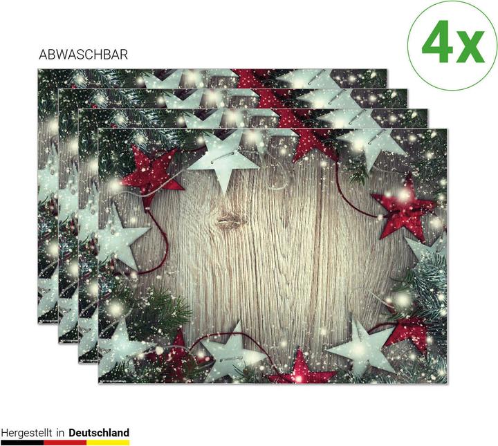 Produktbild CoverYourDesk Tischset Weihnachtssterne in rot und silber