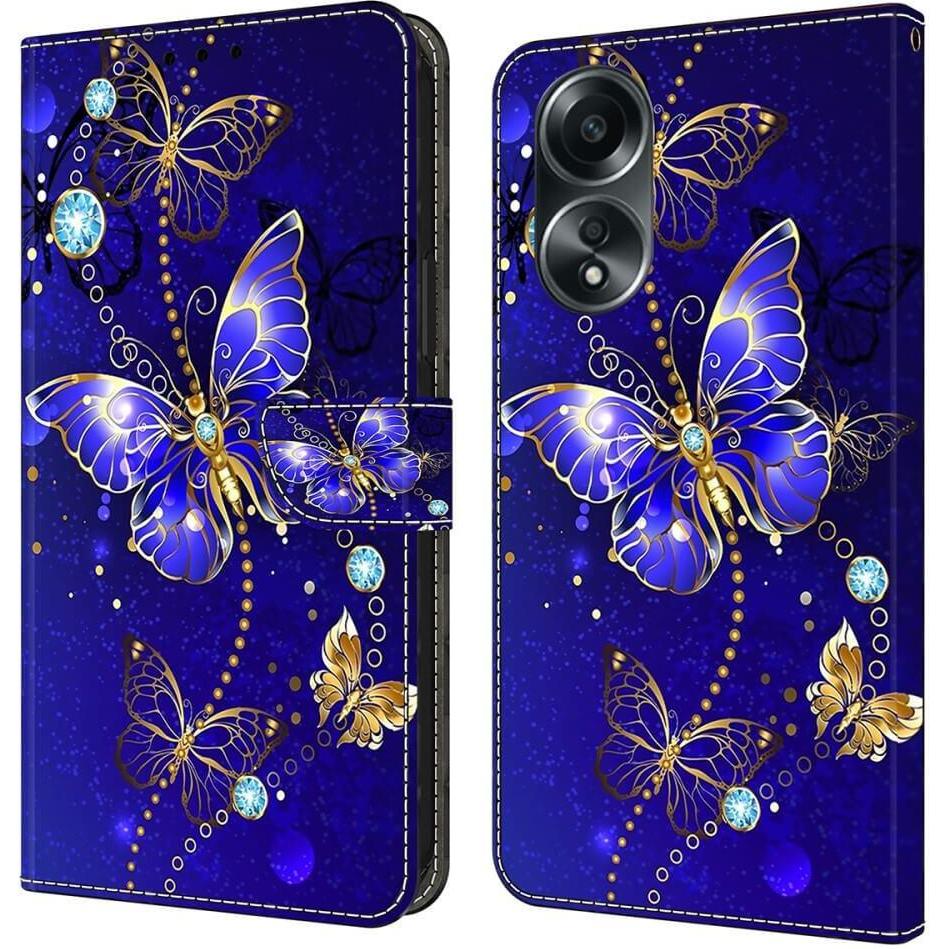 Cover-Discount OPPO A58 4G - 3D-Effekt Hülle Etui Butterfly blau (Oppo A58 4G) (660171406D)