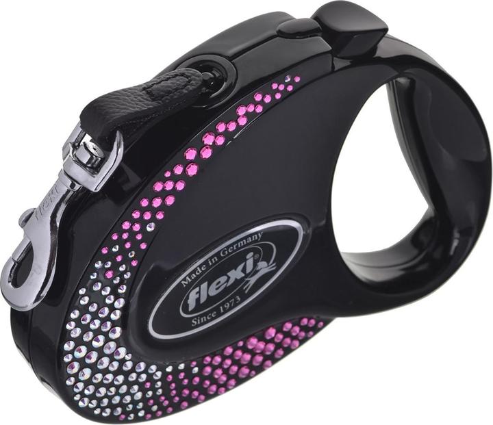 Actual product image Flexi Glam Composition with Swarovski crystals M - Dog Retractable Leash - 5 m - Black (M, Dog, Walks)