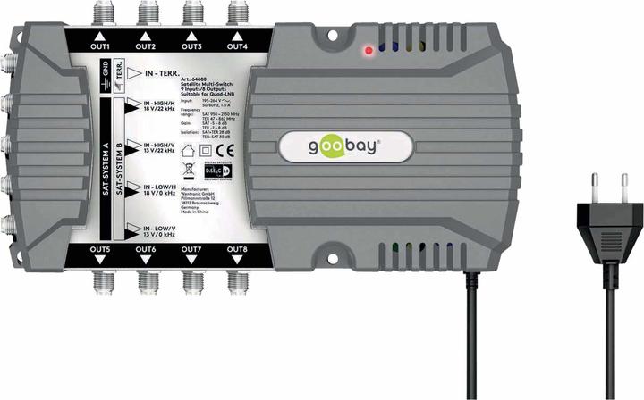 Goobay Commutateur multiple satellite 9 entrées/8 sorties (Multi commutateur)