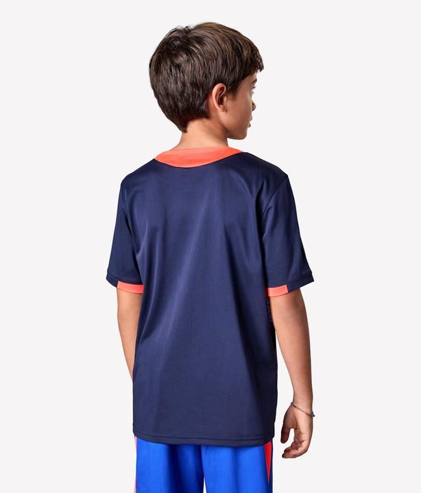Produktbild Kipsta Kinder Fussball Trikot kurzarm - VIRALTO Kids Roarrr Rhino Streifen blau/violett (134)