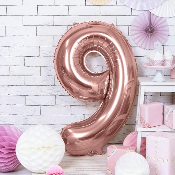 Thumbnail - Partydeco Alu-Ballon Ziffer "9" Rose gold
