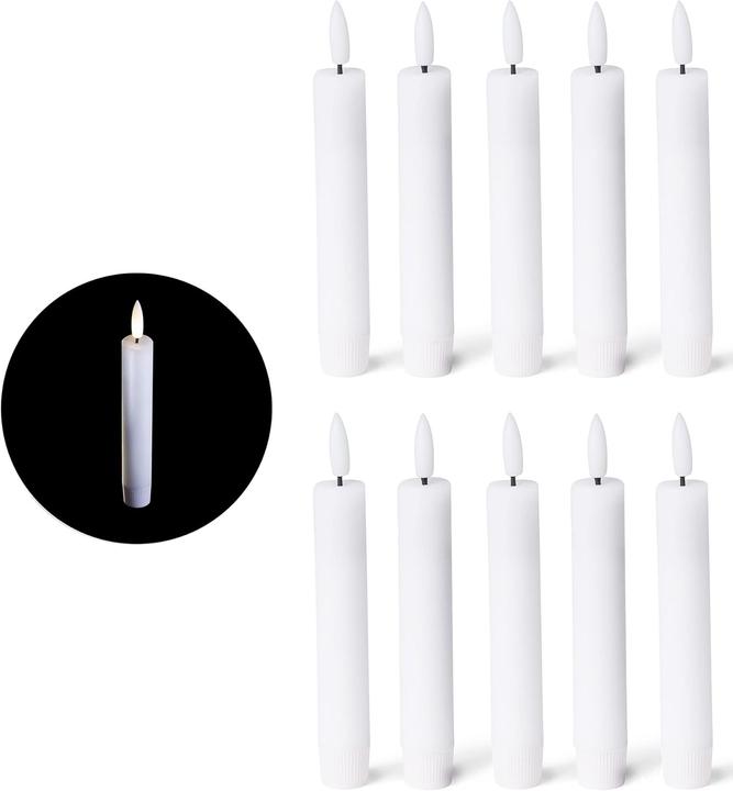 Actual product image Novaliv 10x Stick Candle LED Moving Flame Wax - Real Wax White - Indoor - 12,5cm Height for 2,2cm (10 x)