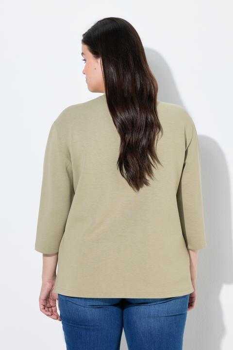 Produktbild Ulla Popken Sweatshirt, Blüten-Applikationen, Rundhals, 3/4-Arm (42)
