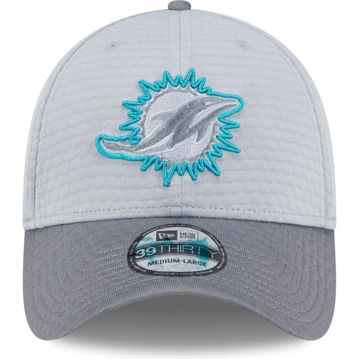 Thumbnail - New Era, Herren, Cap, 39Thirty Cap - NFL TRAINING 2024 Miami Dolphins - S/, Grau, (M)