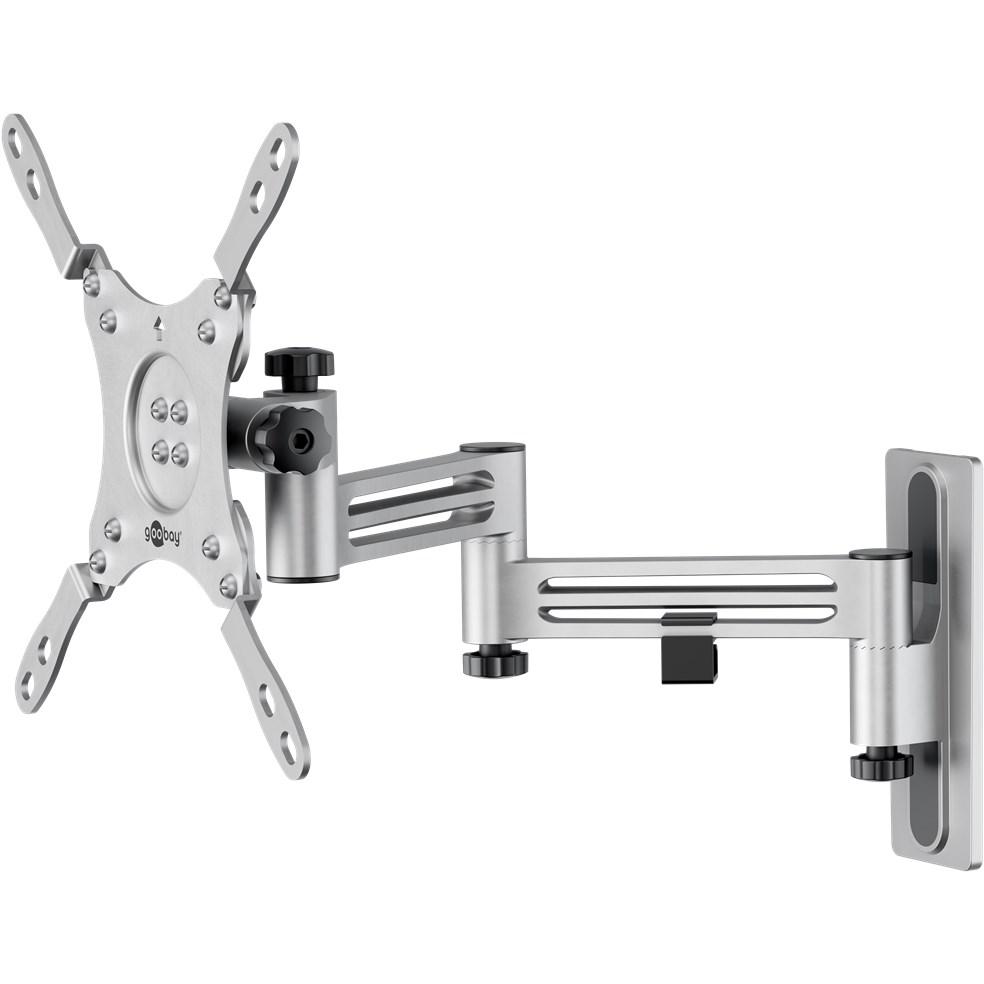 Goobay TV-Wandhalterung Caravan FULLMOTION M, Silber (Wand, 43", 15 kg), TV Wandhalterung, Silber