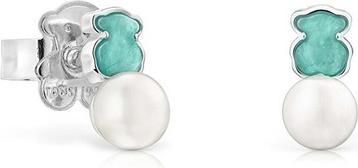 Actual product image Tous Silver earrings with amazonite and pearl Icon Colour 1002075600
