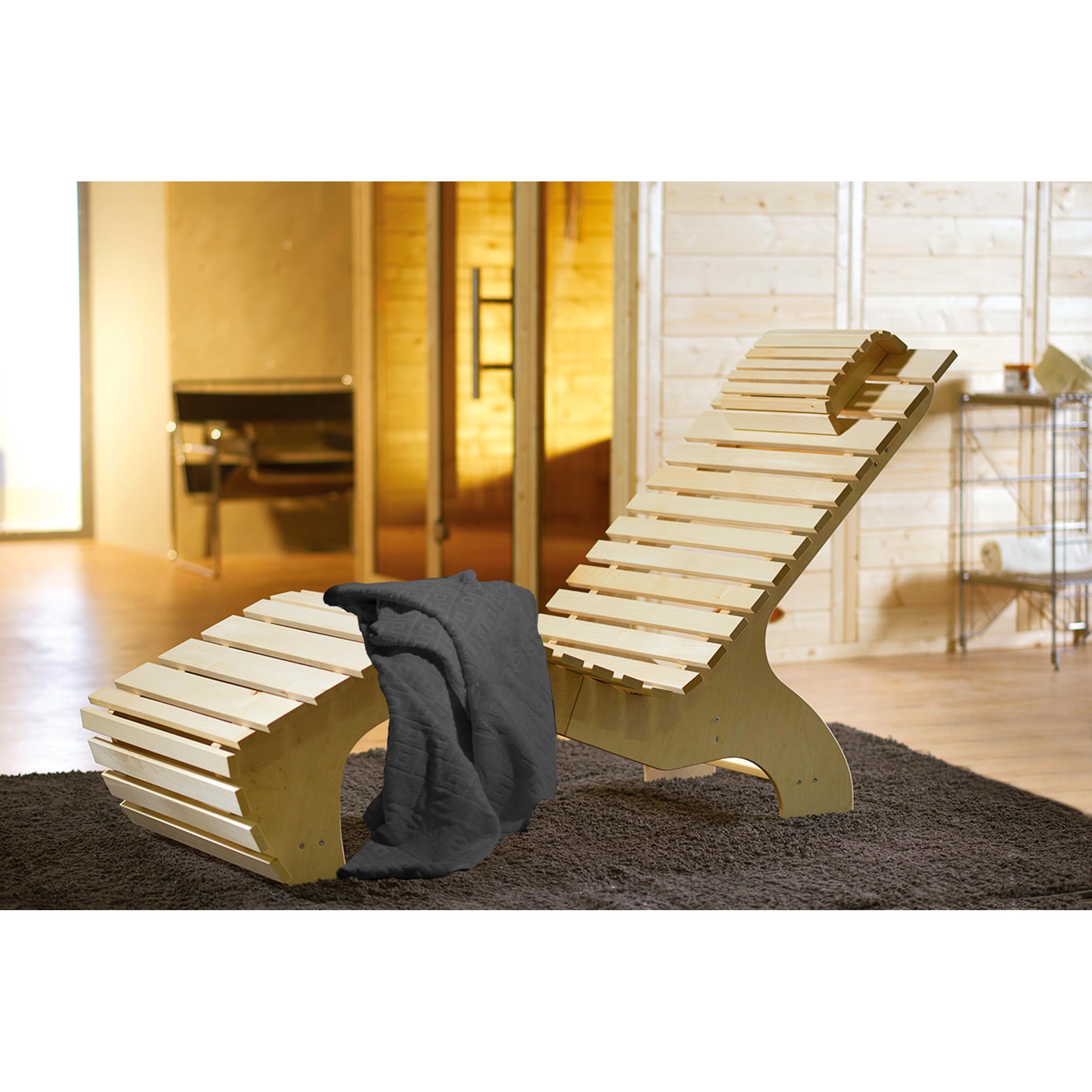 Weka Holzbau, Sauna Zubehör, Sauna Wellness-Komfortliege Weka 163,5x64x93,5 cm aus Holz ergonomisch inkl. Saunatuch