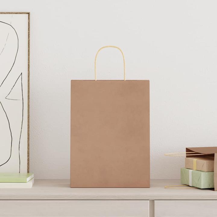 Produktbild VidaXL Kraftpapiertüten 50 Stk. mit Henkel Braun 26x12x35 cm Papiertüte (Geschenktüte, 50 x)
