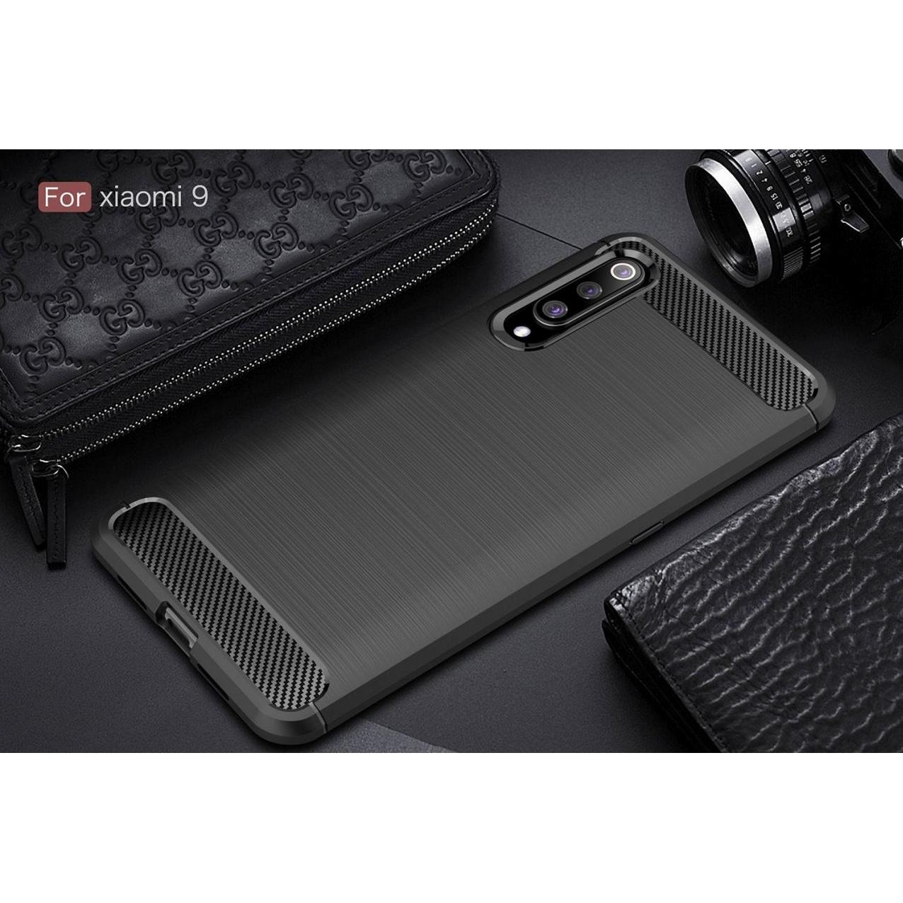 Thumbnail - Screenguard Xiaomi Mi 9 Hülle Carbon Brushed Soft TPU (Xiaomi Mi 9), Smartphone Hülle, Schwarz