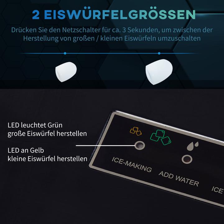 Produktbild Swisshandel24 Eiswürfelmaschine, 2, 1 Liter Wasser, 15 kg in 24 h, Selbstreinigend, Weiss, inkl. Eiswanne + Eissch