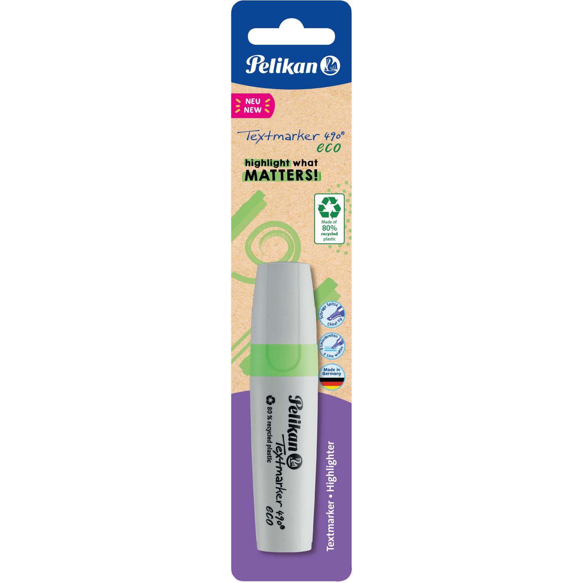 Pelikan, Marker, Textmarker 490 eco auf Neon-Grün (Neon Grün, 5 mm, 1 x)