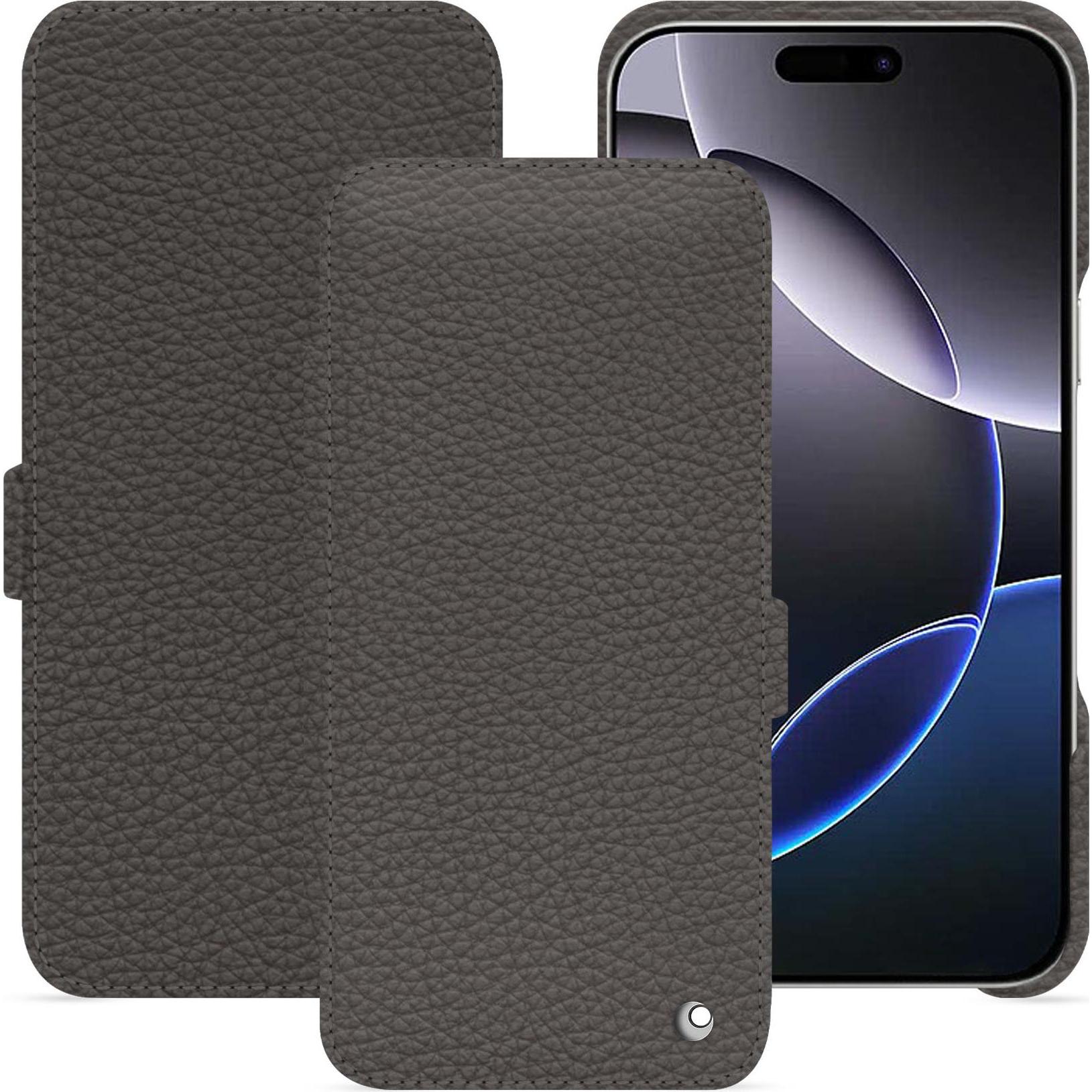Noreve Lederschutzhülle horizontal (Apple iPhone 16 Pro Max), Smartphone Hülle, Grau