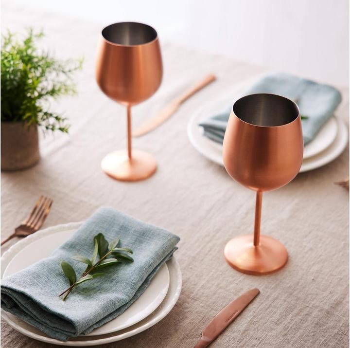 Set Di 6 Bicchieri Da Tavola In Acciaio Inox - Eleganti, Lucidati, Durevoli - Per Limonata, Acqua, Succhi E Cocktail