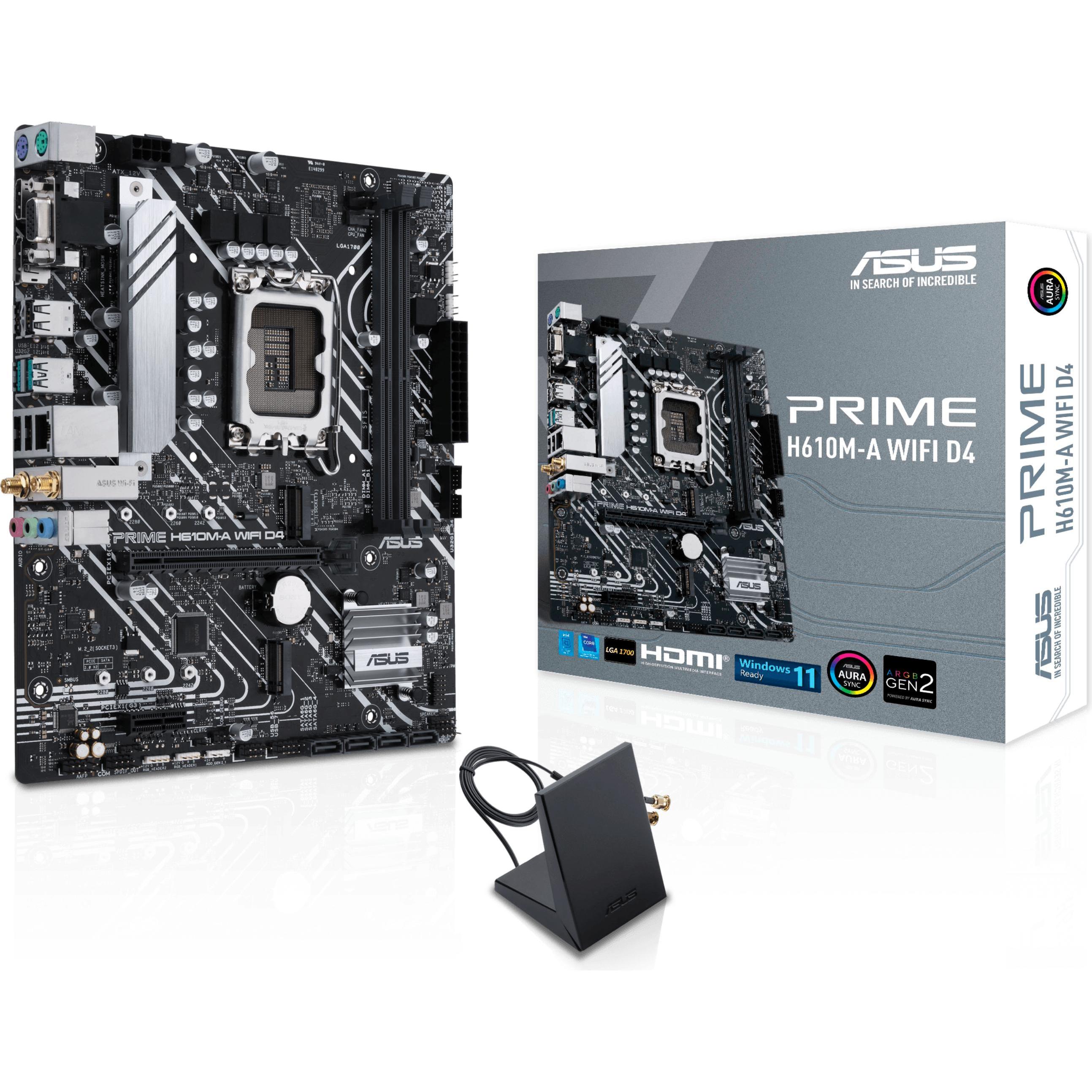 ASUS PRIME H610M-A WIFI D4 (LGA 1700, Intel H610, mATX), Mainboard