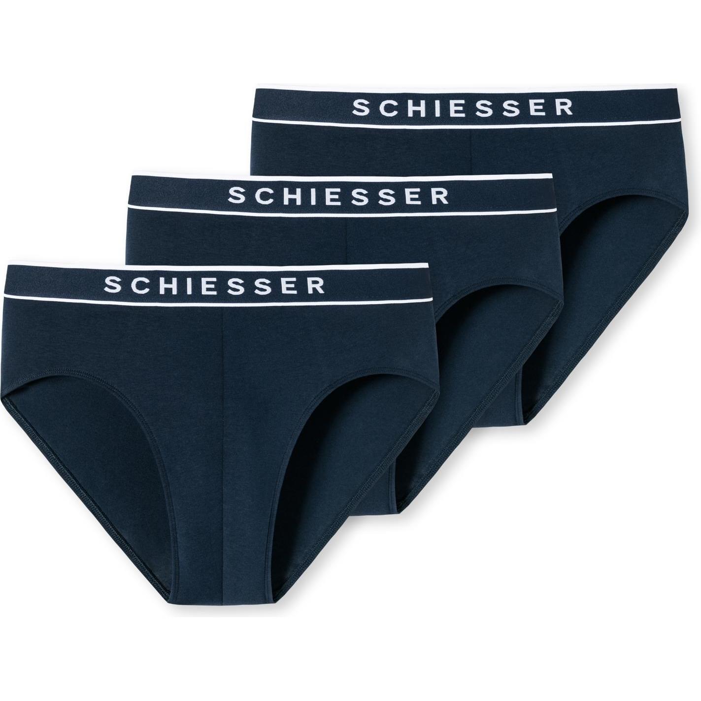 Schiesser, Herren, Unterhosen, Organic Cotton Slip, Blau, (L, 3er Pack)