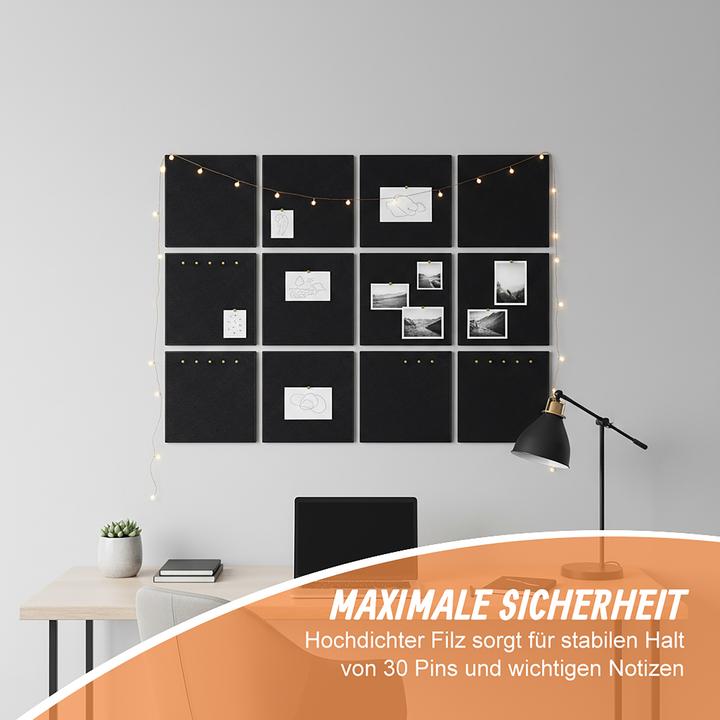 Produktbild Relaxdays 12x Filzpinnwand (Pinnwand, 30 x 30 cm)