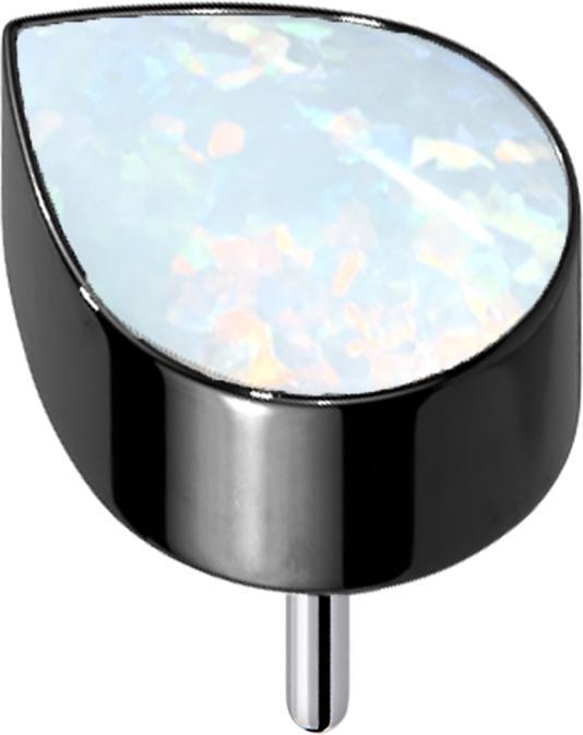 Produktbild Star Piercing Threadless schwarz mit Tropfen Opal weiss (ohne Messing, Titan)