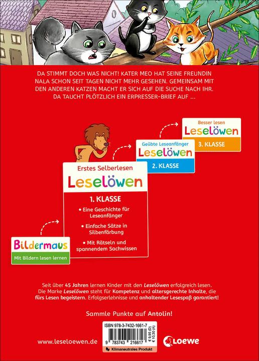 Produktbild Loewe Leselöwen 1. Klasse - Die Katzen-Detektive (Deutsch, Katja Richert, Veronika Gruhl, Loewe Erstlesebücher, 2023)